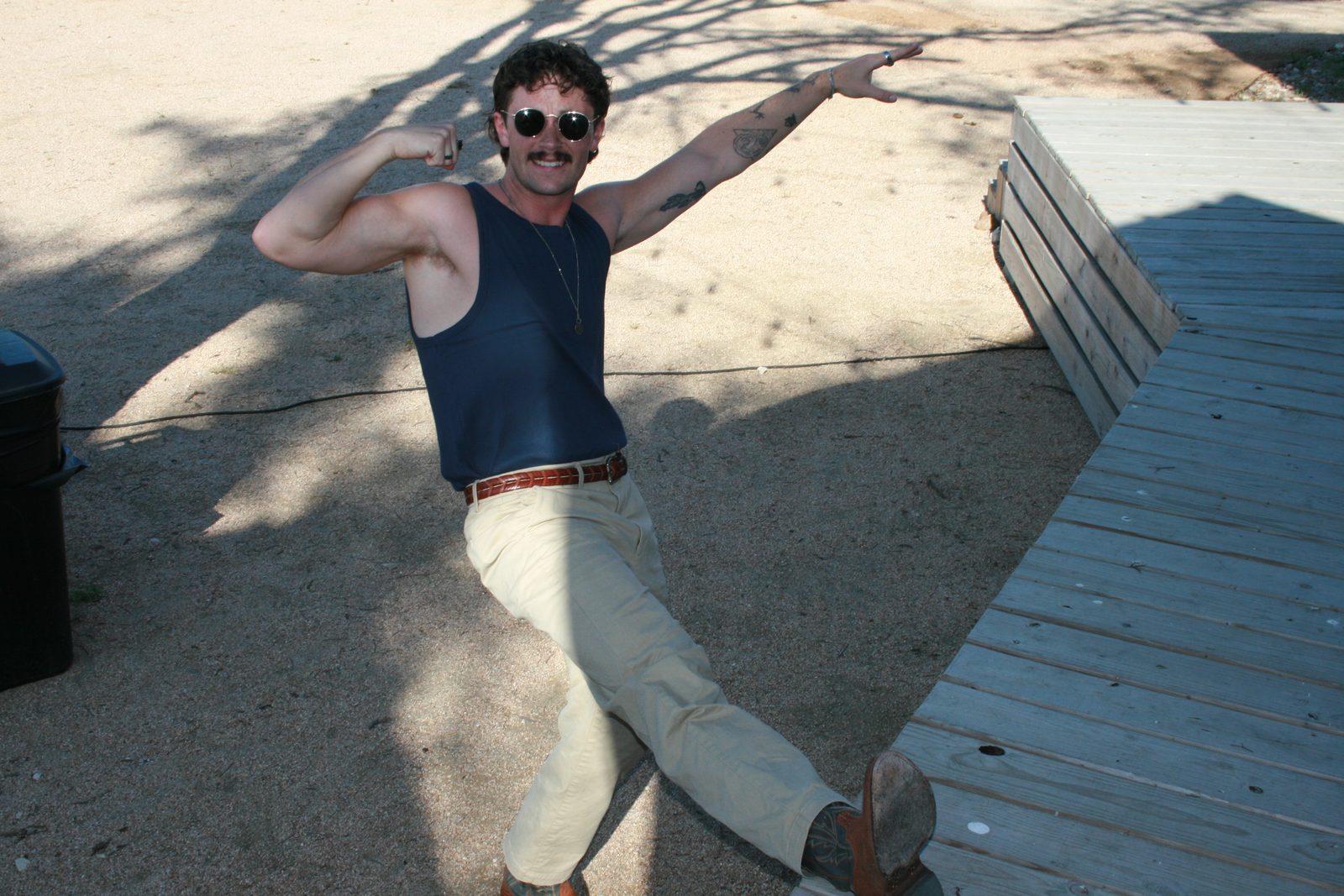 Greyson Turner off stage, arms out